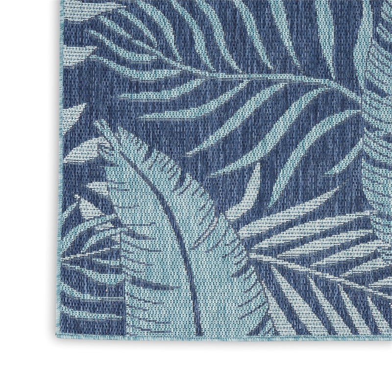 Pemberly Row Contemporary Garden Oasis 10'x14' Navy Fabric Area Rug