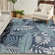 Pemberly Row Contemporary Garden Oasis 10'x14' Navy Fabric Area Rug