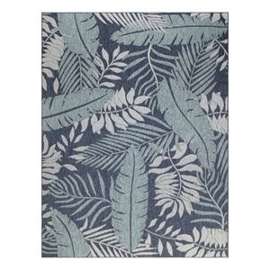 Pemberly Row Contemporary Garden Oasis 10'x14' Navy Fabric Area Rug