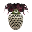 Pemberly Row Decorative Handmade Carved Lattice Glass Vase in Beige