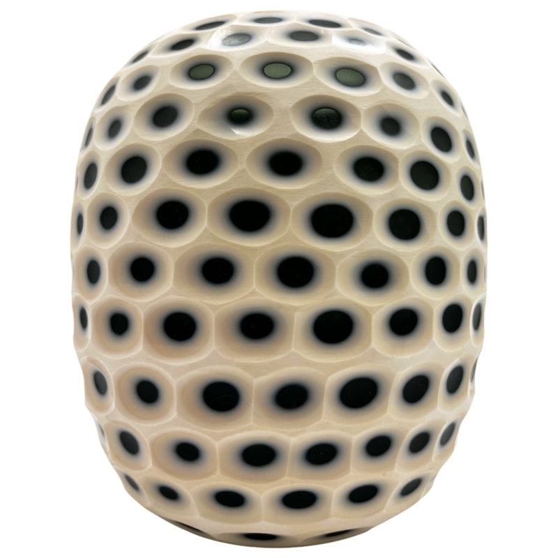 Pemberly Row Decorative Handmade Carved Lattice Glass Vase in Beige