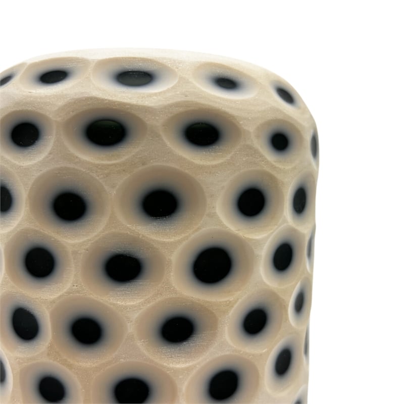 Pemberly Row Decorative Handmade Carved Lattice Glass Vase in Beige