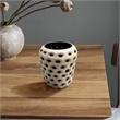 Pemberly Row Decorative Handmade Carved Lattice Glass Vase in Beige