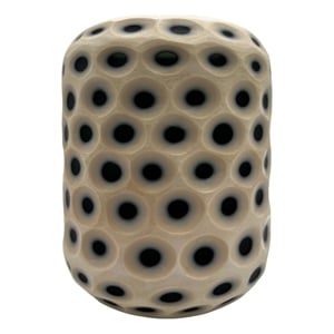 Pemberly Row Decorative Handmade Carved Lattice Glass Vase in Beige