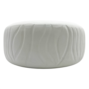 Pemberly Row 10&quot Decorative Handmade Glass Wavy Textured Round White Vase