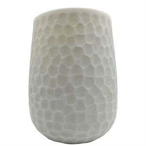 Pemberly Row 10&quot High Decorative Handmade Patterned White Glass Vase