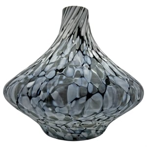 Pemberly Row 10&quot Wide Decorative Handmade Glass Patterned Lamp Vase-Grey
