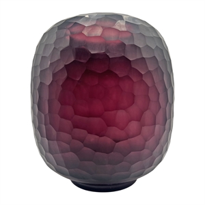 Pemberly Row 10&quot Decorative Handmade Glass Purple Patterned Oval Vase