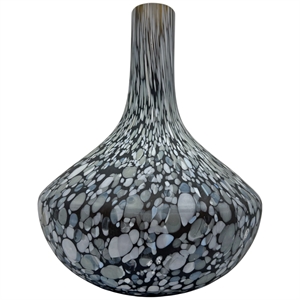 Pemberly Row 12&quot High Decorative Handmade Gray Patterned Flask Glass Vase
