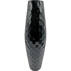 Pemberly Row 17&quot High Decorative Handmade Patterned Cylinder Glass Vase in Black