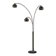 Pemberly Row Triplet 3-Light Arc Floor Lamp - Black Nickel Marble Base Dimmer