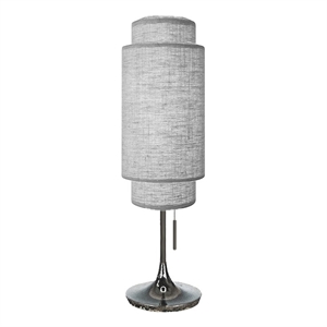 Pemberly Row Black Nickel Cashmere Gray Linen Shade On/Off Pull Chain Table Lamp