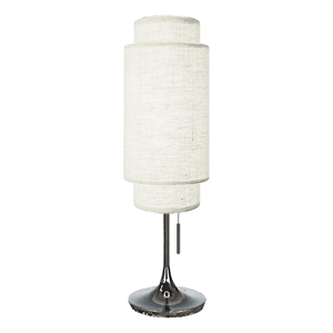Pemberly Row Black Nickel Crimson Red Linen Shade On/Off Pull Chain Table Lamp