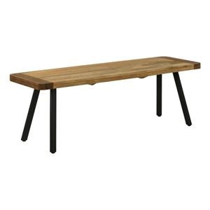 Pemberly Row 53-inch Bench- Sheesham and Mango Wood Seat- Black Iron Legs- Brown