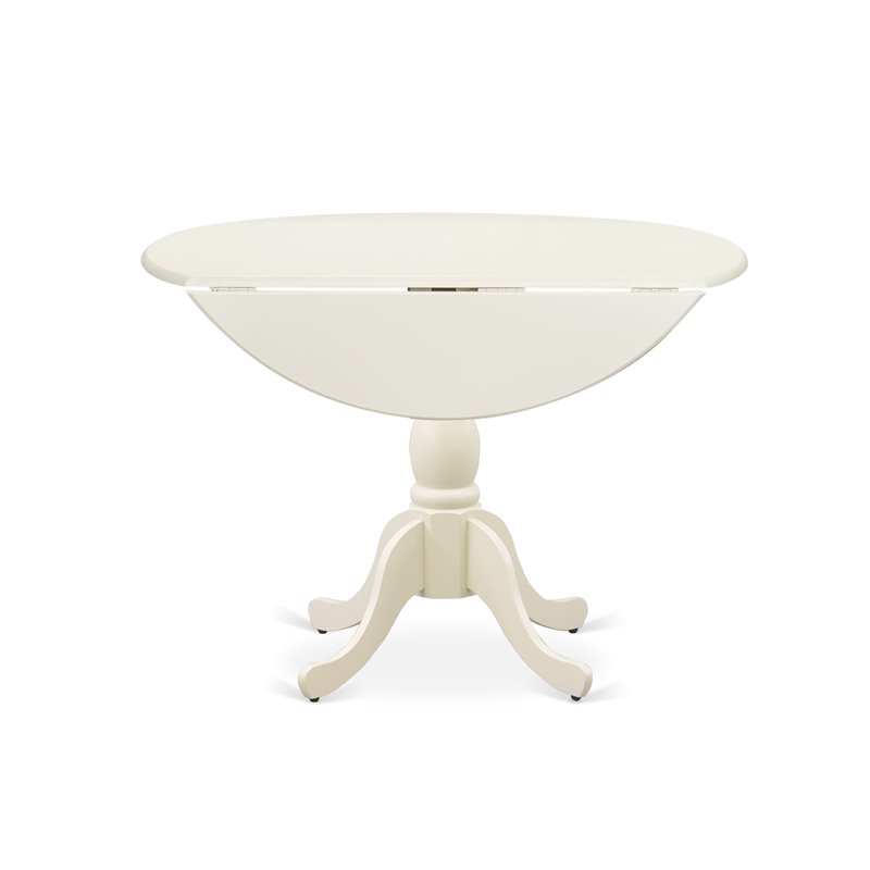 Pemberly Row Wood Dining Table with Pedestal Legs in Linen White