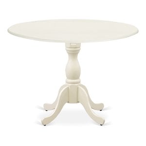 Pemberly Row Wood Dining Table with Pedestal Legs in Linen White