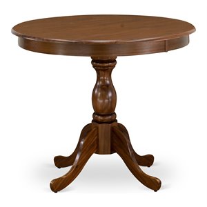 Pemberly Row Antique Wood Dining Table with Pedestal Legs in Walnut