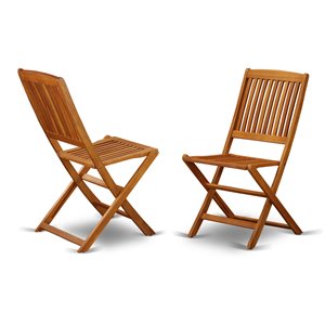 Pemberly Row Traditional Patio Dining Chairs in Natural Oil (Set of 2)