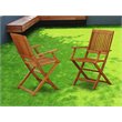 Pemberly Row Traditional Patio Dining Chairs in Natural Oil (Set of 2)
