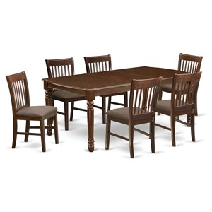 Pemberly Row 7-piece Wood Chair and Dining Table Set in Mahogany