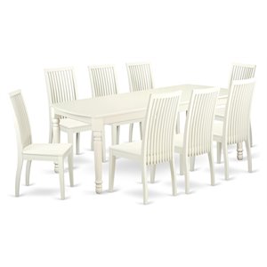 Pemberly Row 9-piece Wood Dining Table and Chair Set in Linen White