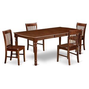 Pemberly Row Traditional 5-piece Wood Dining Room Table Set in Mahogany