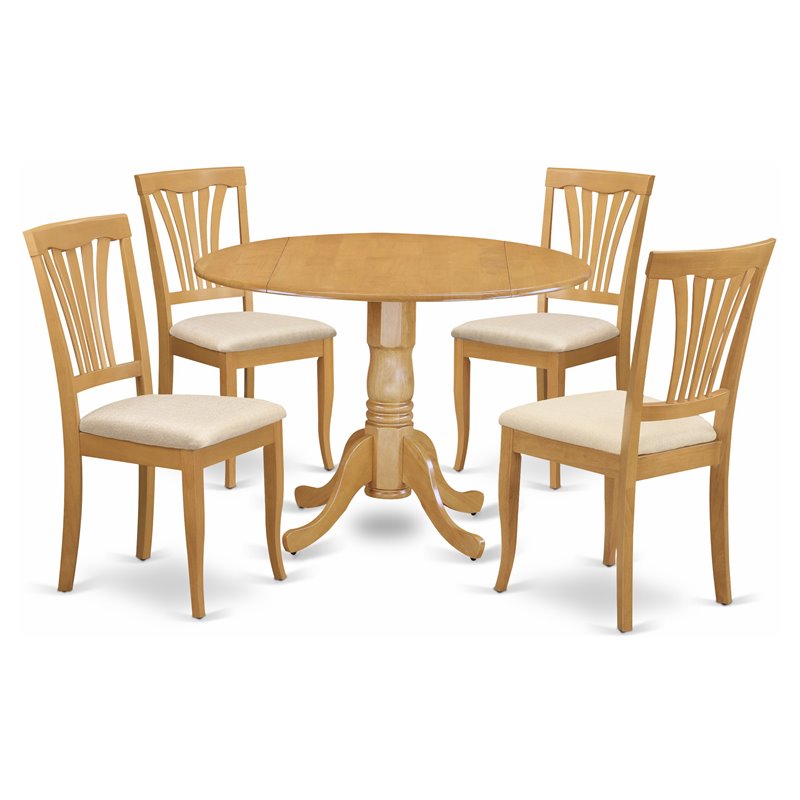 Pemberly Row 5-piece Wood Dining Set with Round Table in Oak