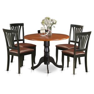 Pemberly Row Traditional 5-piece Wood Kitchen Set in Black/Cherry