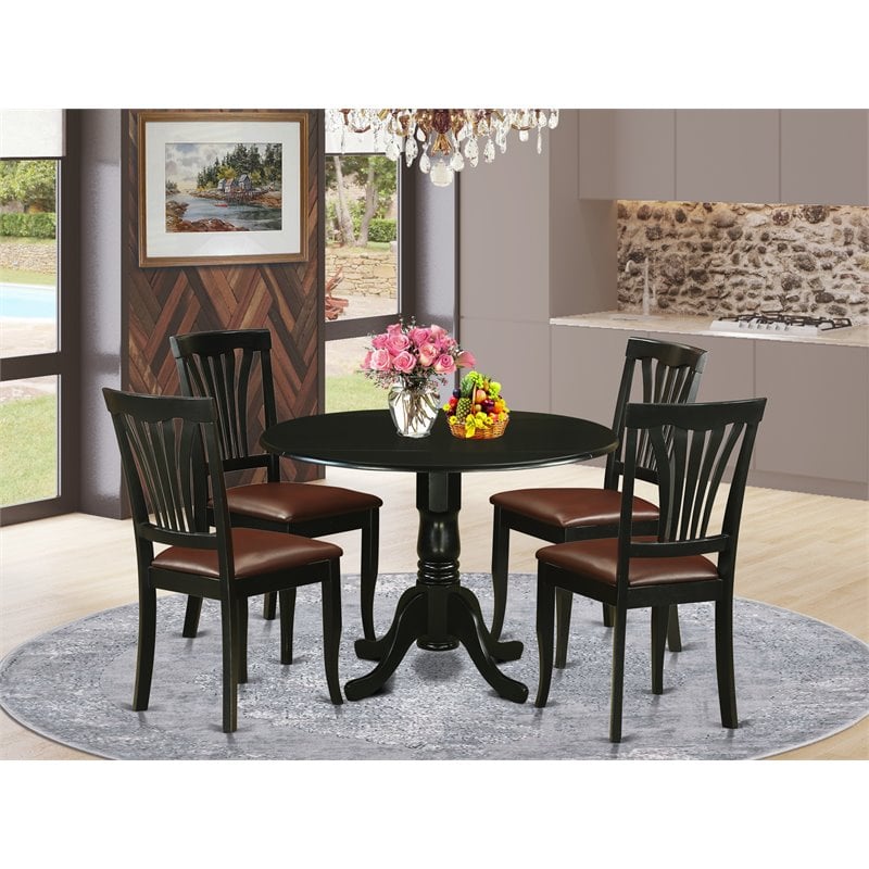 Pemberly Row 5-piece Traditional Wood Dinette Set in Black Finish