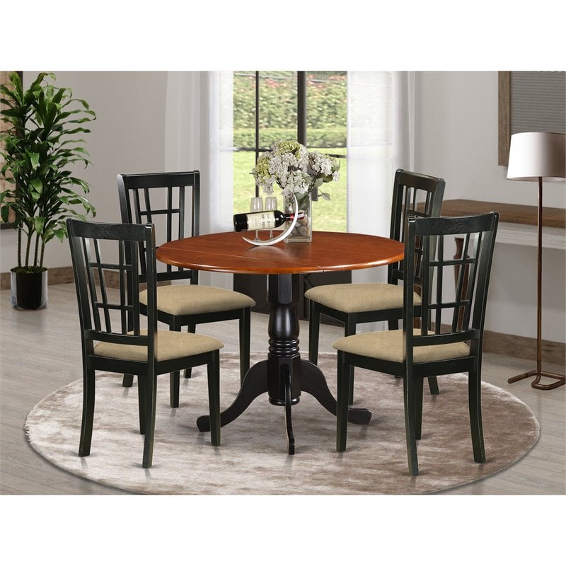 Pemberly Row 5-piece Table and Dining Chair Set in Black/Cherry