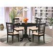 Pemberly Row Traditional 5-piece Wood Dining Table and Chairs in Black