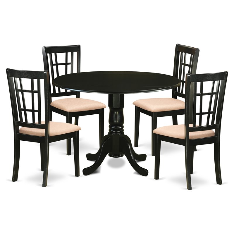 Pemberly Row Traditional 5-piece Wood Dining Table and Chairs in Black