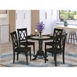 Pemberly Row Traditional 5-piece Dining Set with Wood Seat in Black