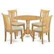 Pemberly Row 5-piece Wood Dining Set with Cushion Seat in Oak