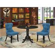 Pemberly Row 3-piece Wood Dining Room Set in Black/Mineral Blue