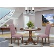 Pemberly Row Traditional 3-piece Wood Dining Set in Mahogany/Dahlia