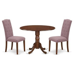 Pemberly Row Traditional 3-piece Wood Dining Set in Mahogany/Dahlia