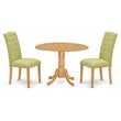 Pemberly Row Traditional 3-piece Wood Dining Set in Oak/Lime Green