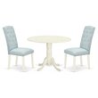 Pemberly Row 3-piece Wood Dining Set in Linen White/Baby Blue