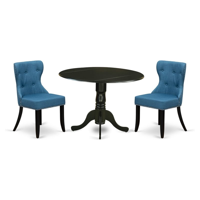 Pemberly Row 3-piece Traditional Wood Dining Set in Black Finish