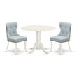 Pemberly Row Traditional 3-piece Wood Dining Table Set in Linen White