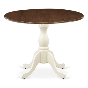 Pemberly Row Walnut Table Top and Linen White Pedestal Leg Wood Table