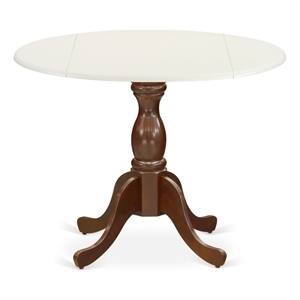 Pemberly Row Linen White Table Top and Mahogany Pedestal Leg Wood Table