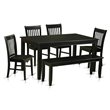 Pemberly Row Traditional 6-piece Dining Set with Wood Seat in Black
