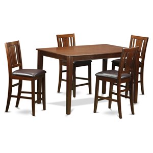 Pemberly Row 5-piece Wood Dining Set with Bar Stool in Mahogany