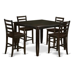 Pemberly Row Traditional 5-piece Wood Dining Set in Cappuccino