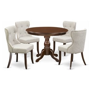 Pemberly Row Traditional 5-piece Wood Dining Set in Mahogany/Doeskin