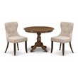 Pemberly Row Traditional 3-piece Wood Dining Set in Walnut/Light Tan