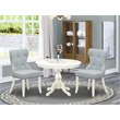 Pemberly Row 3-piece Wood Dining Set in Linen White/Baby Blue
