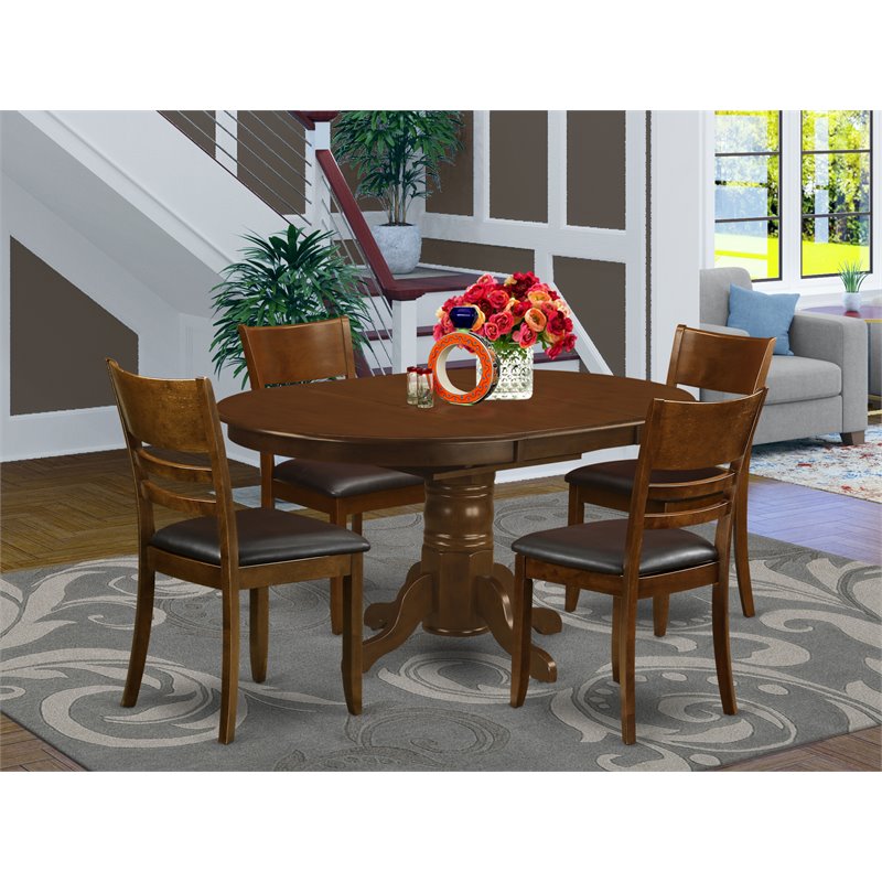 Pemberly Row 5-piece Wood Dining Set with Leather Seat in Espresso